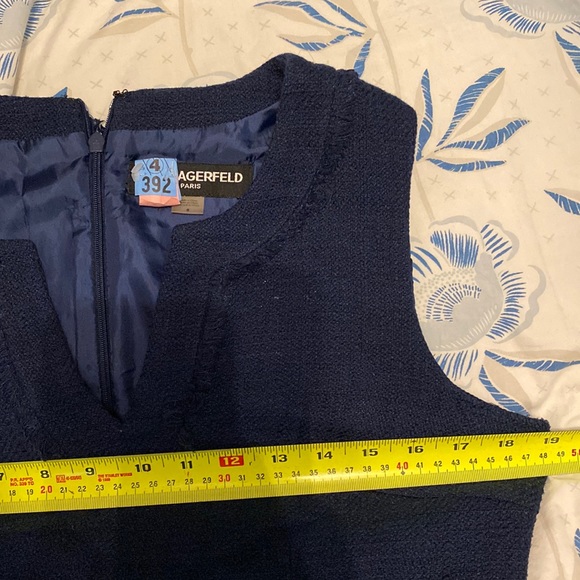 Karl Lagerfeld Paris classic tweed style sheath dress in medium blue. Size 8. - Picture 7 of 7